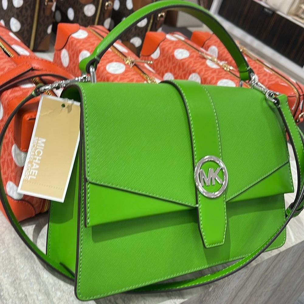 Michael Kors Greenwich Medium Saffiano Leather Satchel Crossbody Shoulder Bag